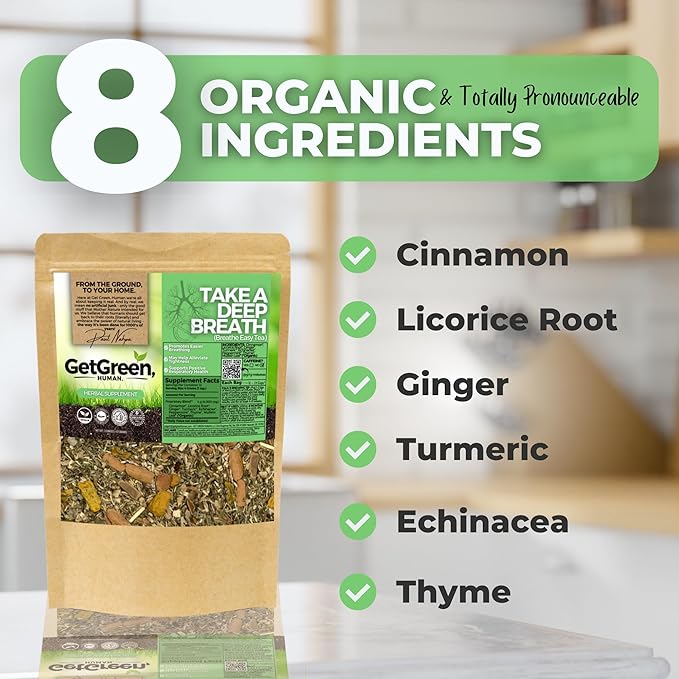 Healthy Lungs Breathe Easy Loose Leaf Tea w/ Cinnamon Licorice Root Mullein Leaf | Organic Herbal Tea | 2 oz (57 gram) | Decaf Vegan Healthy ZERO Caffeine Organic Herbs No Natural or Artifici