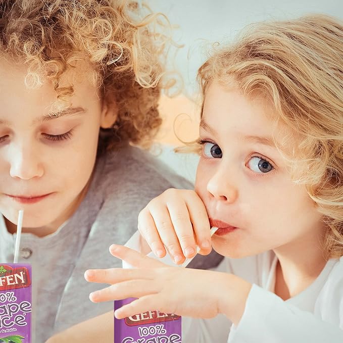 Gefen Grape juice Box Drink 6.75oz (27 Pack) 100% Grape Juice Tasty &amp Refreshing Kosher for Passover Drinking Straw included
