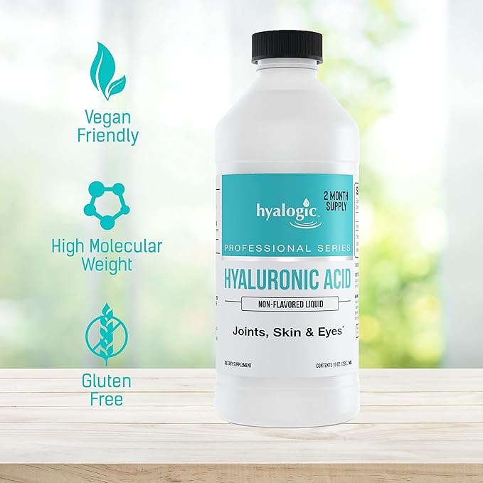 Professionals Series - Hyaluronic Acid Dietary Supplement Whole Body Hydration - 100 mg Ingestible HA Liquid Supplement Odorless Tasteless &amp Preservative Free/Skin &amp Eyes - 10 oz
