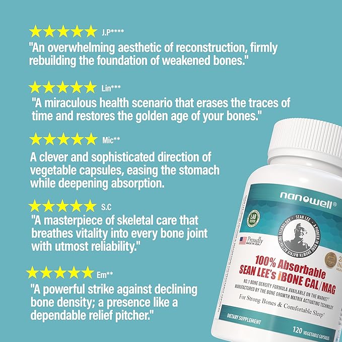 NANOWELL Sean Lee's iBone Cal Mag 120 Vegetable Capsules X 4 Bottles for 4 Months - Bone Health Calcium Supplement (480 Count)