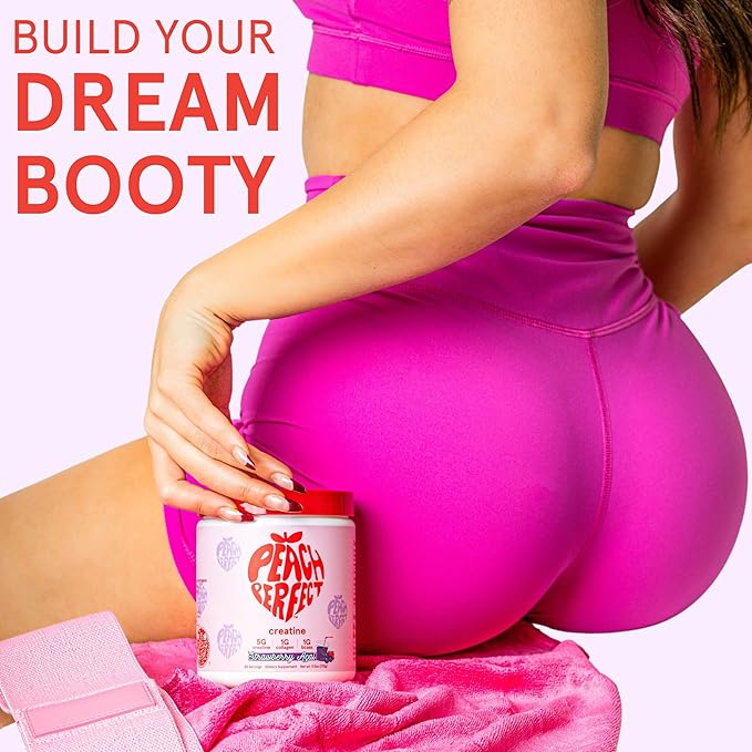 Peach Perfect Creatine Blend for Women – Micronized Creatine Monohydrate with BCAA &amp Collagen for Glute Strength Support – Strawberry Acai – 30 Servings