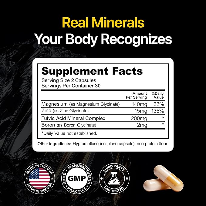 Menerals Mens Multivitamin – Powerful All in One Mineral Supplement for Men – Natural Trace Minerals with Fulvic Acid from Rich American Soil – Supports Daily Energy Vitality Focus and Mens Health