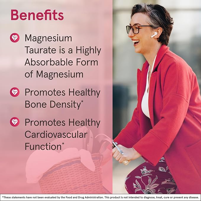 Jarrow Formulas Magnesium Taurate Dietary Supplement Supports Cardio and Bone Health 300 mg per Servings 90 Veggie Capsules Up to a 30 Day Supply