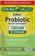 Spring Valley Daily Probiotic Dietary Supplement 4 Billion 60 Vegetarian Capsules