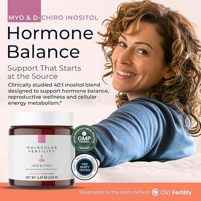 Myo-Inositol &amp D-Chiro Inositol Powder - Fertility Supplement for Women &amp Men - 40:1 Ratio Hormone Balance Reproductive Support Glucose Metabolism - Unflavored - 30 Day Supply