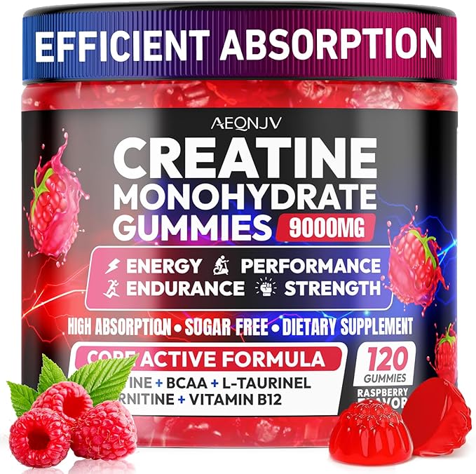 Cytona Creatine Gummies Monohydrate Complex 9000MG Pre-Workout for Men &amp Women Creatine Gummy with L-Taurine BCAA 2:1 B12/6 for Muscle Support Enhance Strength Energy Boost-120 Count