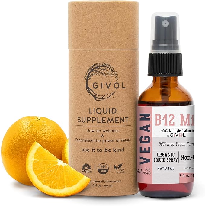B12 Liquid Spray Mist – Hydrating Fine Mist Spray for Everyday Use – Easy Absorption &amp Convenient Application for Kids &amp Adults - 2 Fl Oz / 60 ml Travel-Friendly Bottle – 240 Spray Supply