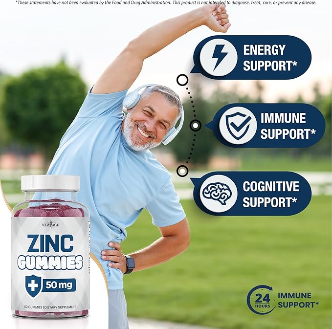 NEW AGE Zinc Gummies - 50mg Zinc Supplement Immune Supplement Antioxidant Non-GMO (180 Count (Pack of 3))