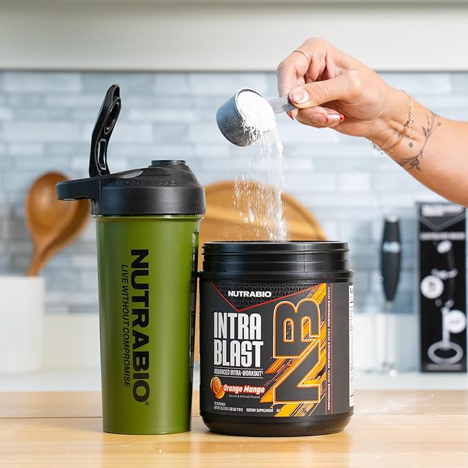 NutraBio Intra Blast Bcaa Powder Amino Acid Supplement Electrolyte &amp Hydration Blend Intra Pre Workout &amp Muscle Recovery 20g Eaa Amino Acids Powder 5g Glutamine- Orange Mango 30 Serving