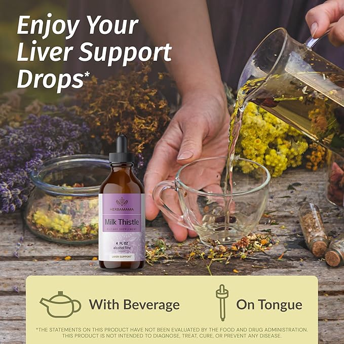 HERBAMAMA Sarsaparilla and Milk Thistle Kit - Bundle of 1000mg Sarsaparilla Root Capsules &amp Milk Thistle Extract Tincture 4 fl oz - Vegan Non GMO Sugar &amp Alcohol-Free - 2 Pack