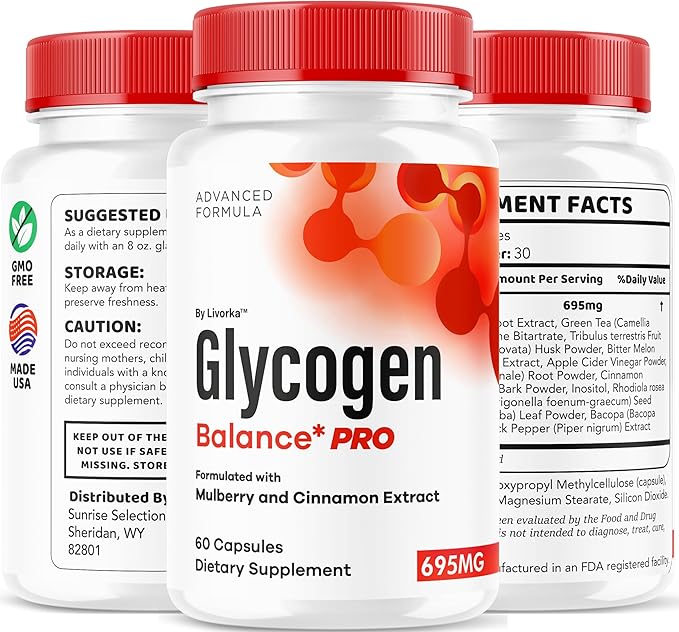 (2 Pack) Glycogen Balance Pro Capsules - Official GlycogenBalance Pro Advanced Supplement Support Pills - Maximum Strength All Natural Formula For Overall Health &amp Wellness 120 Capsules For 2 Mo