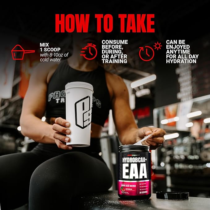 ProSupps HydroBCAA Essential Amino Acids Powder Watermelon - Workout Supplement with BCAA EAAs &amp Electrolytes for Hydration &amp Recovery - Stimulant-Free Soy &amp Gluten-Free - 30 Servings