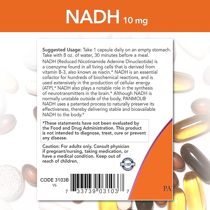 NOW Foods NADH with Ribose 10 mg 60 Vcaps