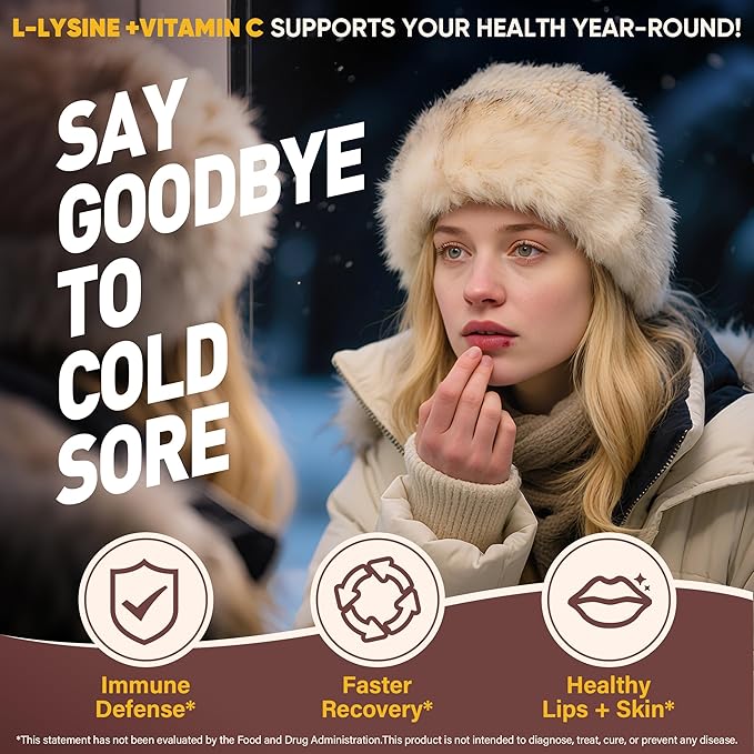 L-Lysine 1000mg Gummies for Immune Support &amp Skin Health Adults &amp Kids 9+ Vegan Lysine Chewables with Magnesium D3 Zinc &amp Vitamin C Collagen Production Lip Oral Bone Health Sugar F