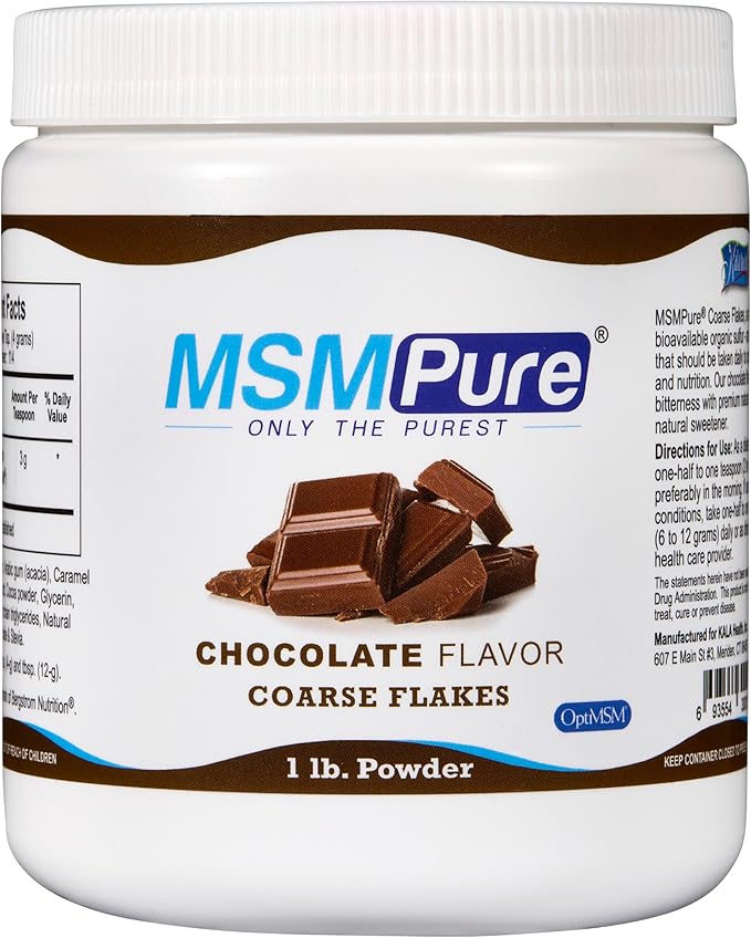 KALA HEALTH MSMPure Chocolate Flavored Coarse MSM Powder Flakes – US-Made MSM for Joint Health Skin Appearance and Hair &amp Nail Support – 1 lb Organic Sulfur