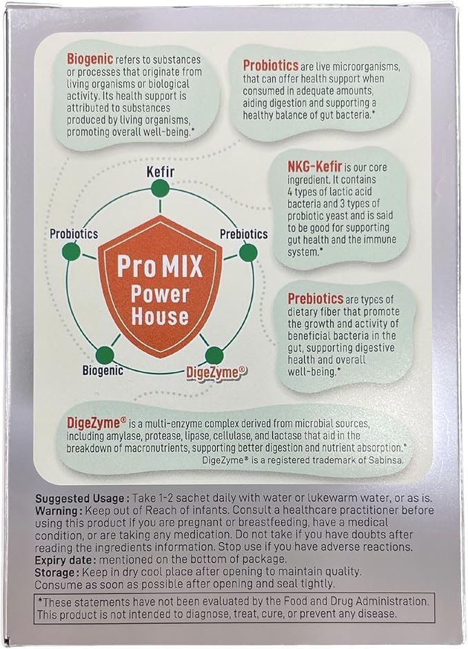 Pro Mix Light Enzyme Plus - Kefir and Digestive Enzymes - for Supporting Digestion and Gut Health - Japanese Supplement with Probiotics Prebiotics and Enzymes - 20 Powder Stick-Packs