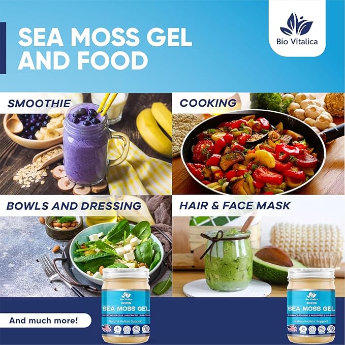 Sea Moss Gel by BioVitalica - Irish sea Moss raw Organic - Premium Quality - Dr Sebi Vegan superfood for Cells - 100% Natural Seamoss Gel - (Pack of 1 Original)