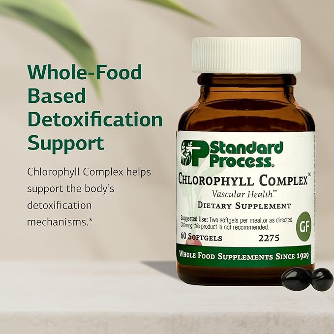 Standard Process Chlorophyll Complex - Supports Natural Detoxification Functions - Supports Skin &amp Immune Health - Gluten-Free Non-Dairy &amp Non-Soy - 60 Softgels (30 Servings)