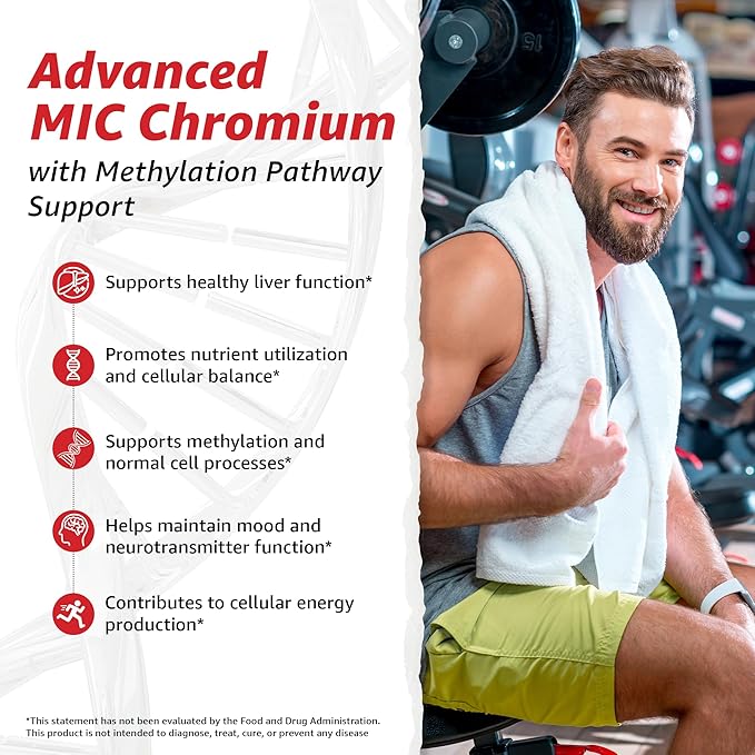 10X Health MIC Chromium Supplements - 60 Capsules - Contains Choline Inositol &amp L Methionine - Mineral Supplements for Daily Nutritional Support - Chromium L-Methionine Choline Supplements