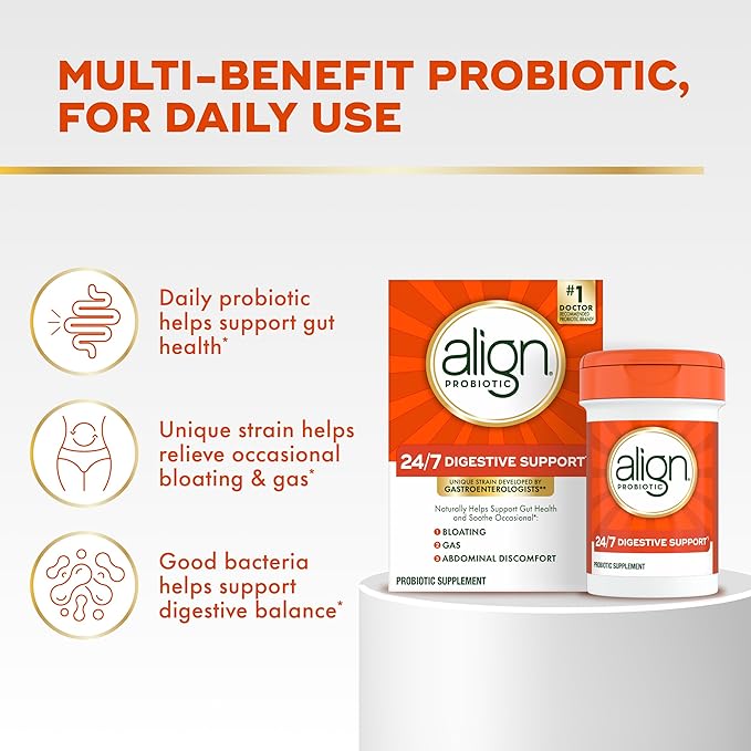 Align Probiotic 24/7 Digestive Support*§Probiotics for Women and MenProbiotics for Digestive HealthMen and Womens Probiotic Capsules Help Relieve Occasional Bloating &amp Gas*56 Capsules(Pack o