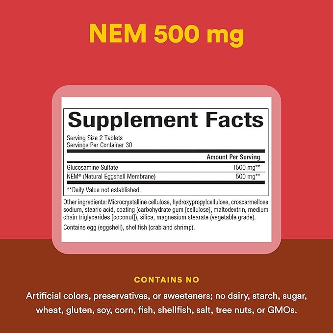 Natural Factors NEM Knee &amp Joint Formula Promotes Flexibility and Comfort 60 Tablets
