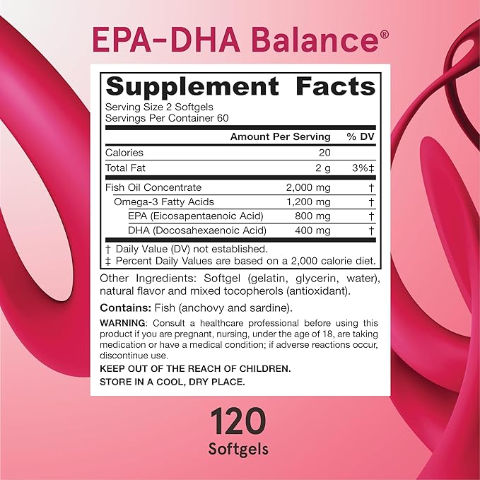 Jarrow Formulas® EPA-DHA Balance® 1200 mg Omega-3 Fatty Acids for Cardiovascular Support 120 Softgels 60 Day Supply