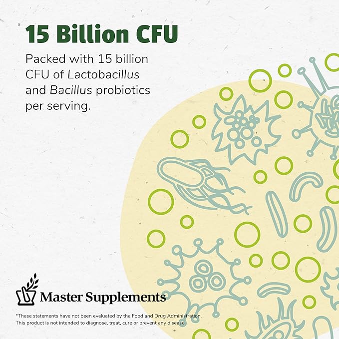 Master Supplements TruFlora - 32 Capsules - Blend of Probiotics &amp Enzymes - Promotes Optimal Gut Health &amp Boosts Energy - Gluten Free - 32 Servings