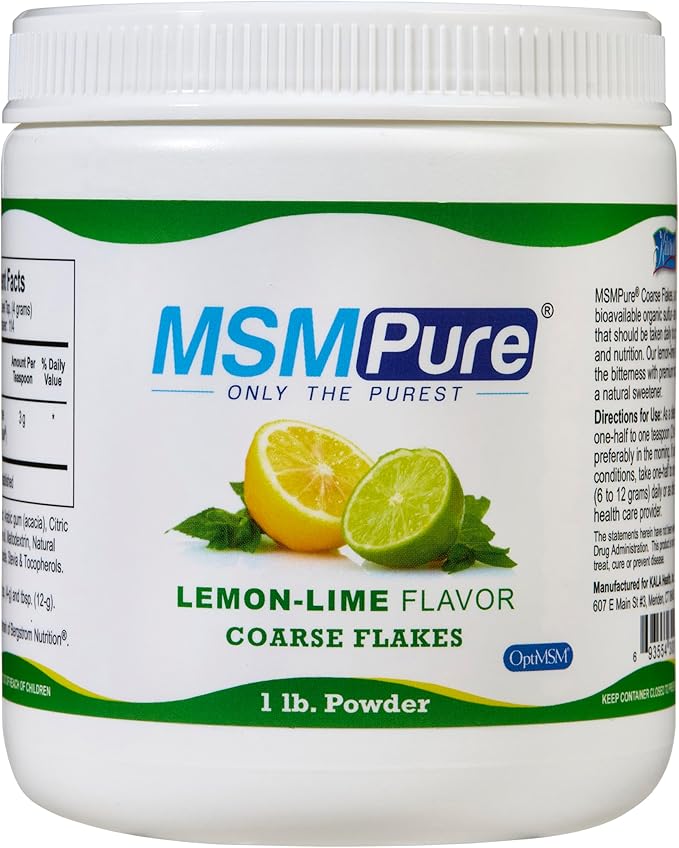 KALA HEALTH MSMPure Lemon Lime Flavored Coarse Flakes 1lb and Muscle &amp Joint Cream 2oz Bundle