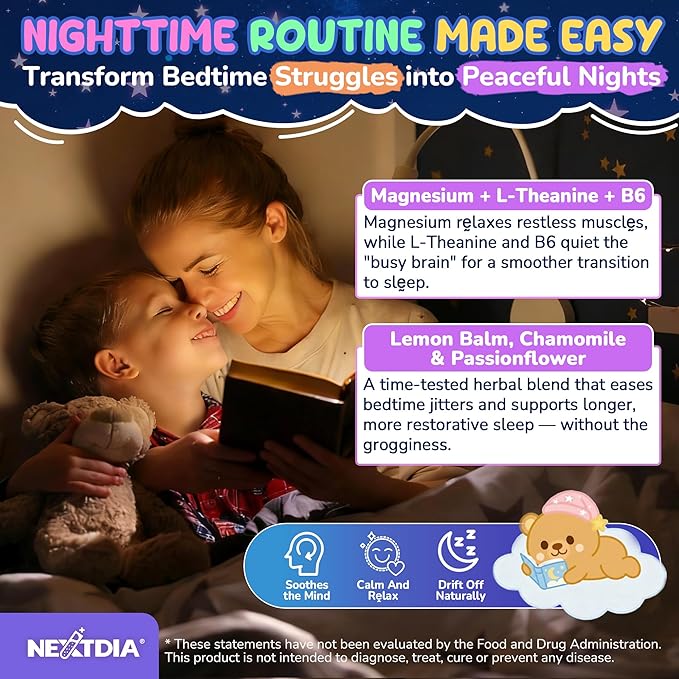 Kids Magnesium Glycinate Gummies + Calcium + Omega 3 - Kids Sleep &amp Calm Gummies Melatonin Free Magnesium Gummies + L-theanine B6 D3 &amp K2 Zinc C for Restful Sleep Bones Brain &amp Immu