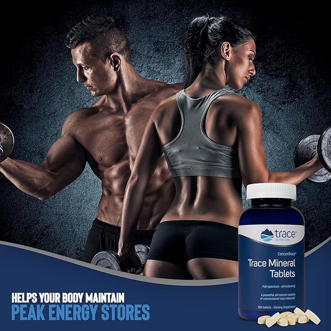 Trace Minerals ConcenTrace Trace Minerals Tablets - Daily Supplement for Overall Wellness - Natural Energy Bone Strength Healthy Connective Tissue &amp Immune System Support - 300 Count (100 Servin