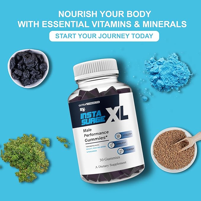 BLUE VIBE Insta Surge XL Gummies InstaSurgeXL Advanced Overall Health Formula Supplement InstaSurge XL Maximum Support (2 Pack - 60 Gummies)
