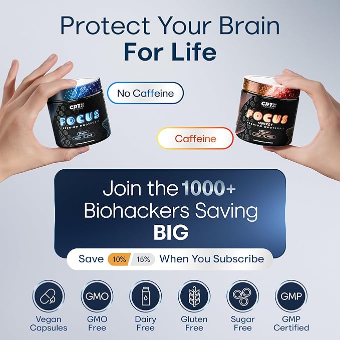 Nootropic Strongest Focus Supplement - Clinically Backed Ingredients Made in USA - Scientifically Backed Doses - Supplement for Brain Fog - AlphaGPC Lions Mane Rhodiola and More 10:1 90 Capsules