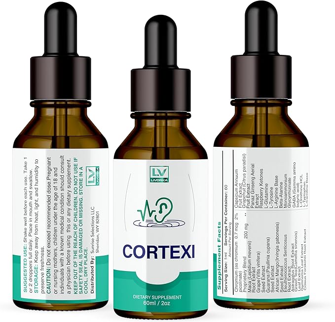 LIVORKA Cortexi Oral Drops to Drink - Formula for Ear Health Hearing Support - Pack of 2 Bottles (60 Day Supply)
