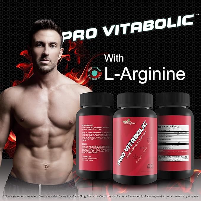 Pro Vitabolic - Muscle Growth Support - Enhance Power Strength Stamina &amp Energy - Explosive Muscle Pump for Big Gains - Aid Oxygen &amp Nutrient Delivery to Muscles - L-Arginine &amp L-Citrul