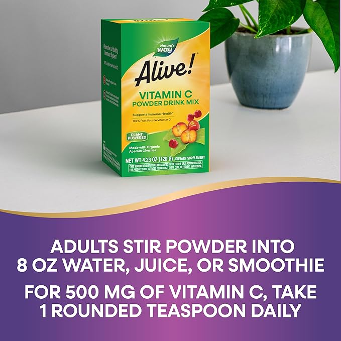 Nature's Way Alive! Vitamin C Powder Drink Mix from Organic Acerola 4.23 oz.