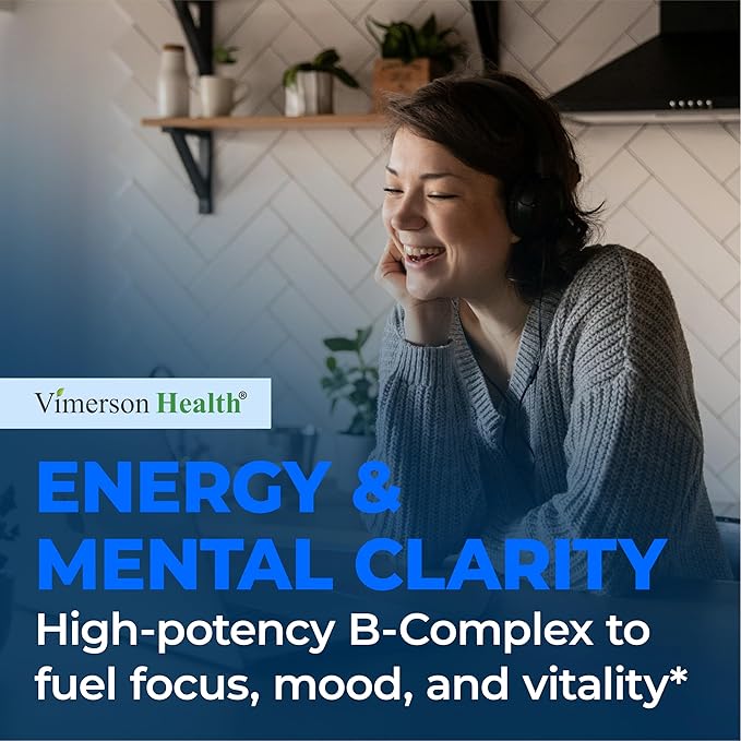 Vitamin B Complex with Vitamin B12 Niacin Vitamin B2 Vitamin B6 Folic Acid 400mcg. B Complex Vitamins for Women &amp Men. Aids Mood Energy Nervous System &amp Immune Support. High Potency. One