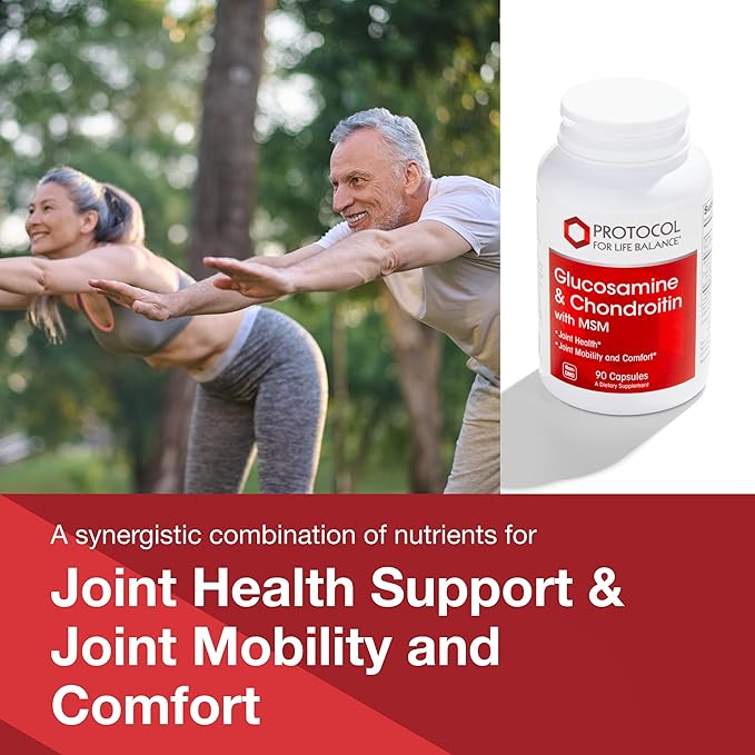 PROTOCOL FOR LIFE BALANCE Glucosamine &amp Chondroitin with MSM - Joint Support* - Chondroitin MSM Supplement - Non-GMO &amp Dairy Free - 90 Veg Caps