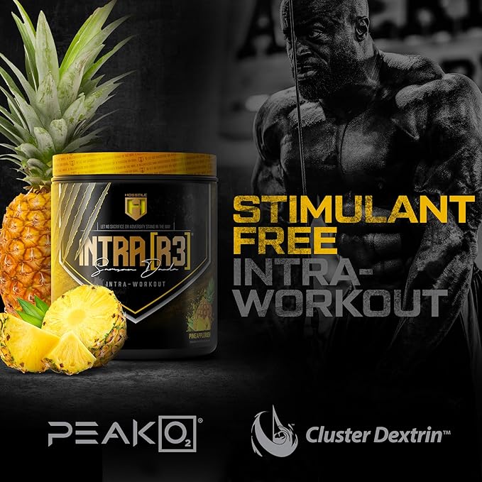 HOSSTILE Intra[R3] Intra Workout Powder EAA &amp BCAA Drink with Carbs Enhance Energy &amp Endurance Build Lean Muscle &amp Improve Recovery Pineapple Rush 20 Servings