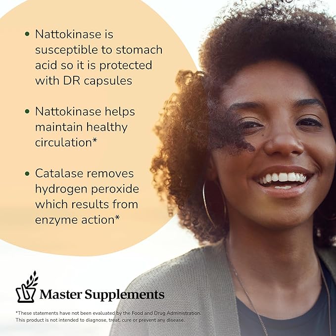 Master Supplements NattoStim - 30 Delayed Release Vegetable Capsules - Circulatory &amp Immune Support - Vegan Gluten Free - 30 Servings