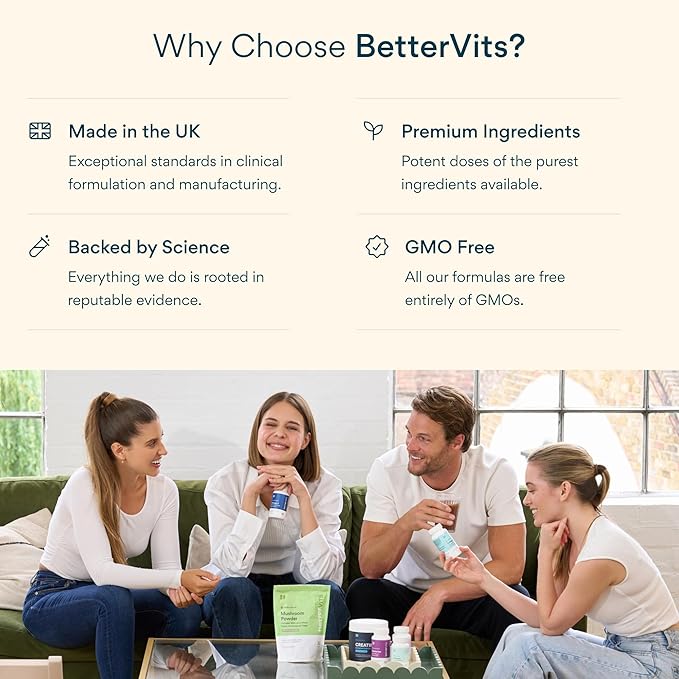 Bettervits Magnesium Glycinate Complex with Citrate Malate Zinc &amp Vitamin D3 | High Absorption Pure Magnesium 225mg Supplement Chelated Formula for Muscle Relaxation Sleep Support – 60 Capsules