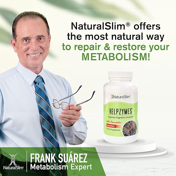 NaturalSlim Digestive Enzymes for Women &amp Men - Helpzymes Essential Enzymes for Digestion Gut Health Gas Bloating Relief with Bromelain Ox Bile Pancreatin. &amp Betaine HCL - 100 Capsules Sol