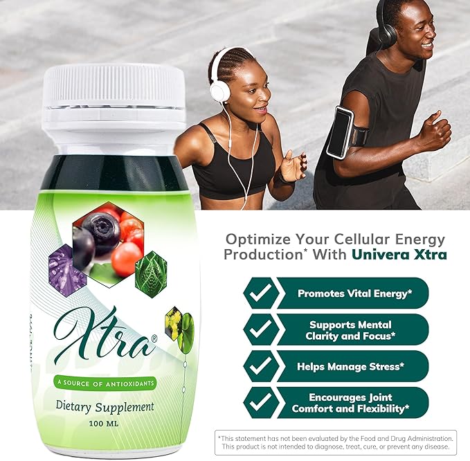 Univera Xtra Minis Multimineral fruites Complex 15 Natural Ingredients Stress Management Focus &amp Clarity Joint Comfort Antioxidant Protection - 3.38 Fl Oz (Pack of 20)