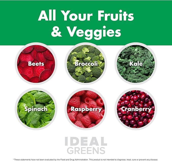 NutraOne Ideal Greens Antioxidant and Nutrient-Rich Superfood Greens Powder Supplement Berry- 30 Servings