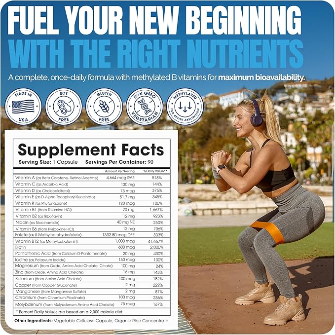 Shiny Leaf Methylated Bariatric Multivitamin Without Iron – Vitamins for Gastric Bypass &amp Sleeve 1 Daily Capsule W Methylated Folate B12 A C D K &amp More. Vegetarian Soy-Free USA Made (9