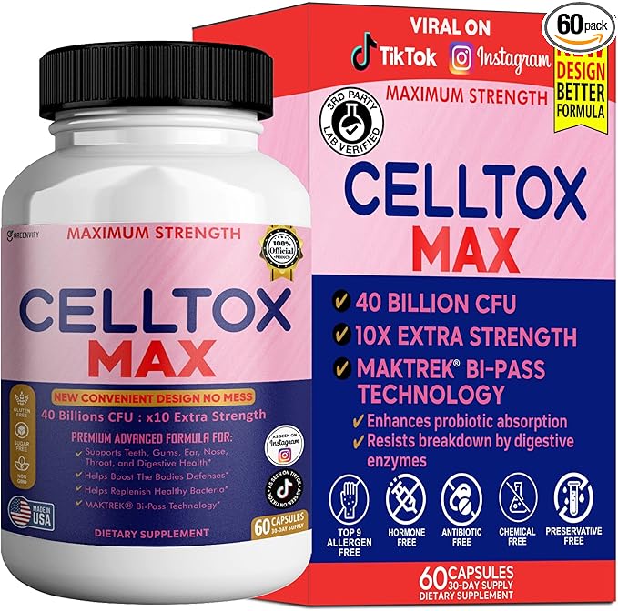 CellTox Max Probiotic Supplement Maximum Strength 40 Billion CFU 60 Capsules 30-Day Supply (1)