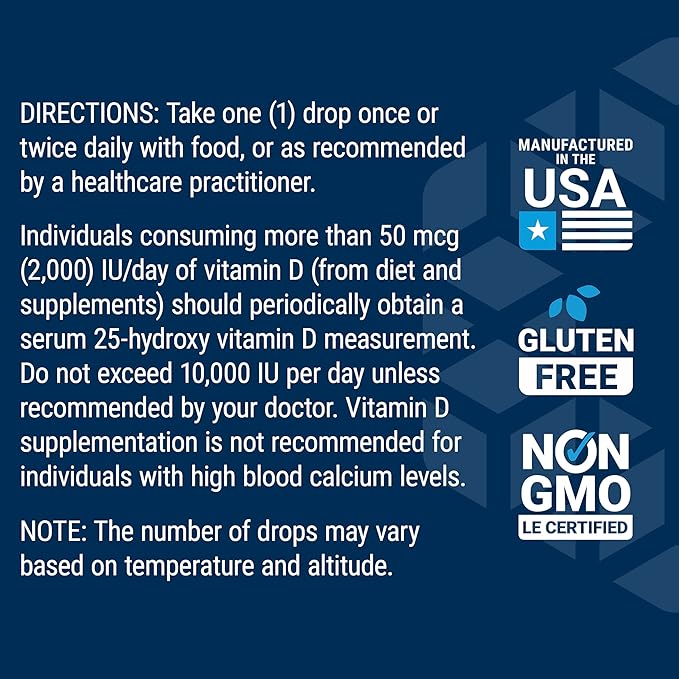 Life Extension Liquid Vitamin D3 (Mint) 50 mcg (2000 IU) Immune System Support Bone Health Whole-Body Health Tasty Peppermint Flavor Gluten Free Non-GMO 29.57 ml