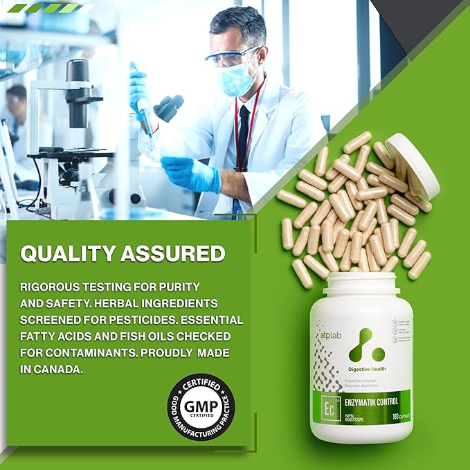 ATP LAB - Enzymatik Control 180 Capsules 90-Day Supply - Enhances Appetite and Supports Digestion - Contains Digestive Enzymes - Prevent Nausea and Increase Bile Flow