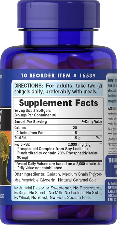 Puritans Pride Neuro-ps (phosphatidylserine) White 60 Count (Pack of 1)