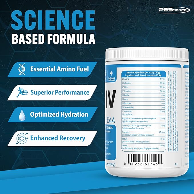 PEScience Amino IV BCAA &amp EAA Powder Essential Amino Acids Taurine Electrolytes for Hydration and Muscle Recovery Sugar Free for Men &amp Women Post Workout - Orange Dreamsicle - 30 Servings