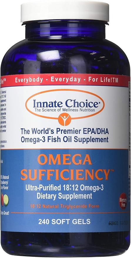 Fish Oil Capsules Omega Sufficiency by Innate Choice Strawberry Lime 240 Capsules
